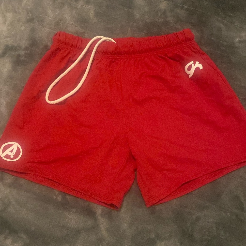 GK Elite Boy Gymnastics Competition Shorts CXL child x large red marvel avengers